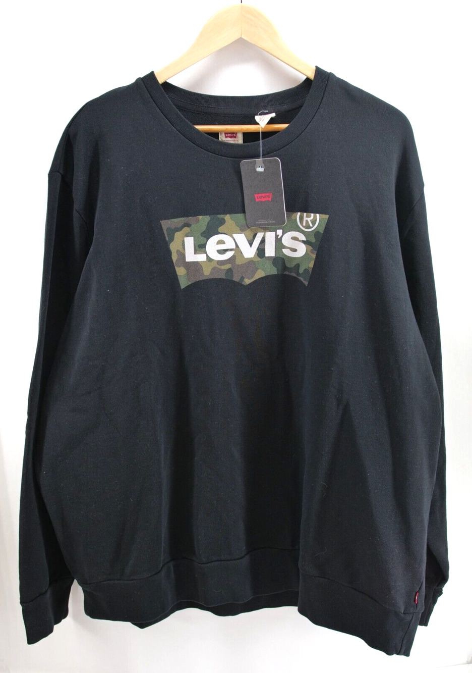 LEVIS GRAPHIC CREWNECK SWEATSHIRT 194920064 CAMO BLACK MENS SIZE 2XL
